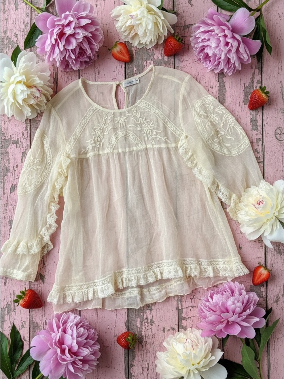 Top Shop sheer lace bohemian top